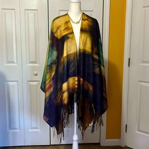Women’s MONA LISA Tassel Fringe Details Poncho Wrap